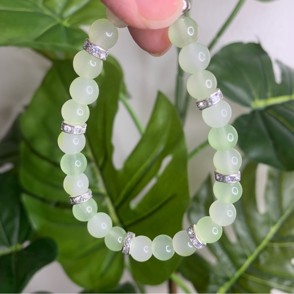 Green & Silver Glass Beaded Mix Heart Bracelet Stack Set of 3 Bundle | Gift - Picture 3 of 4